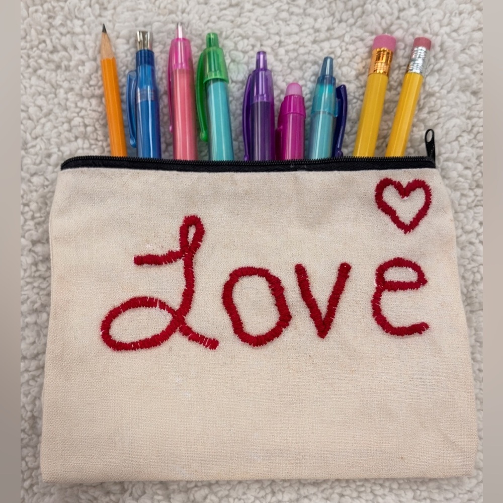 Love Embroidered Pouch, Valentine gift